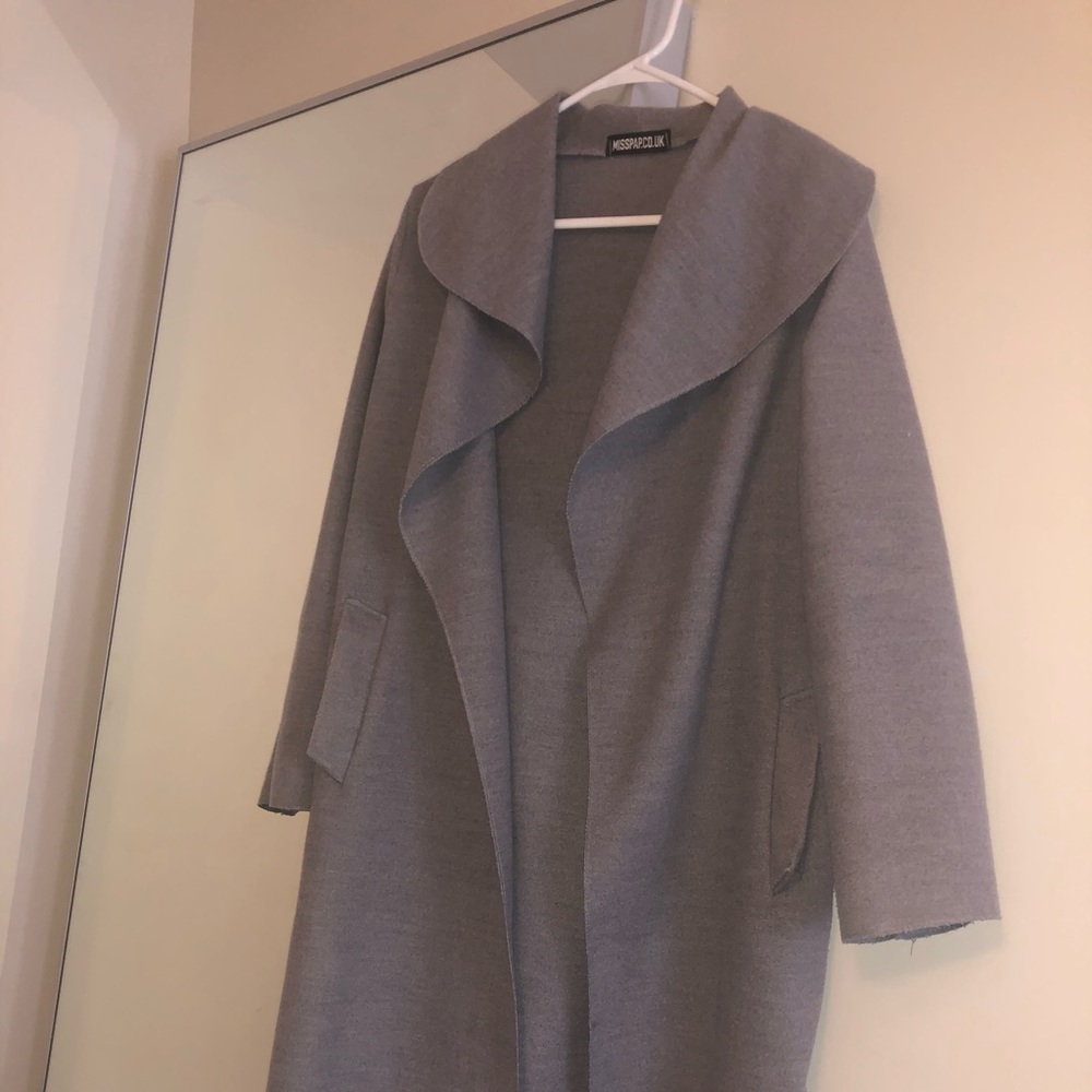 Gray waterfall trench coat